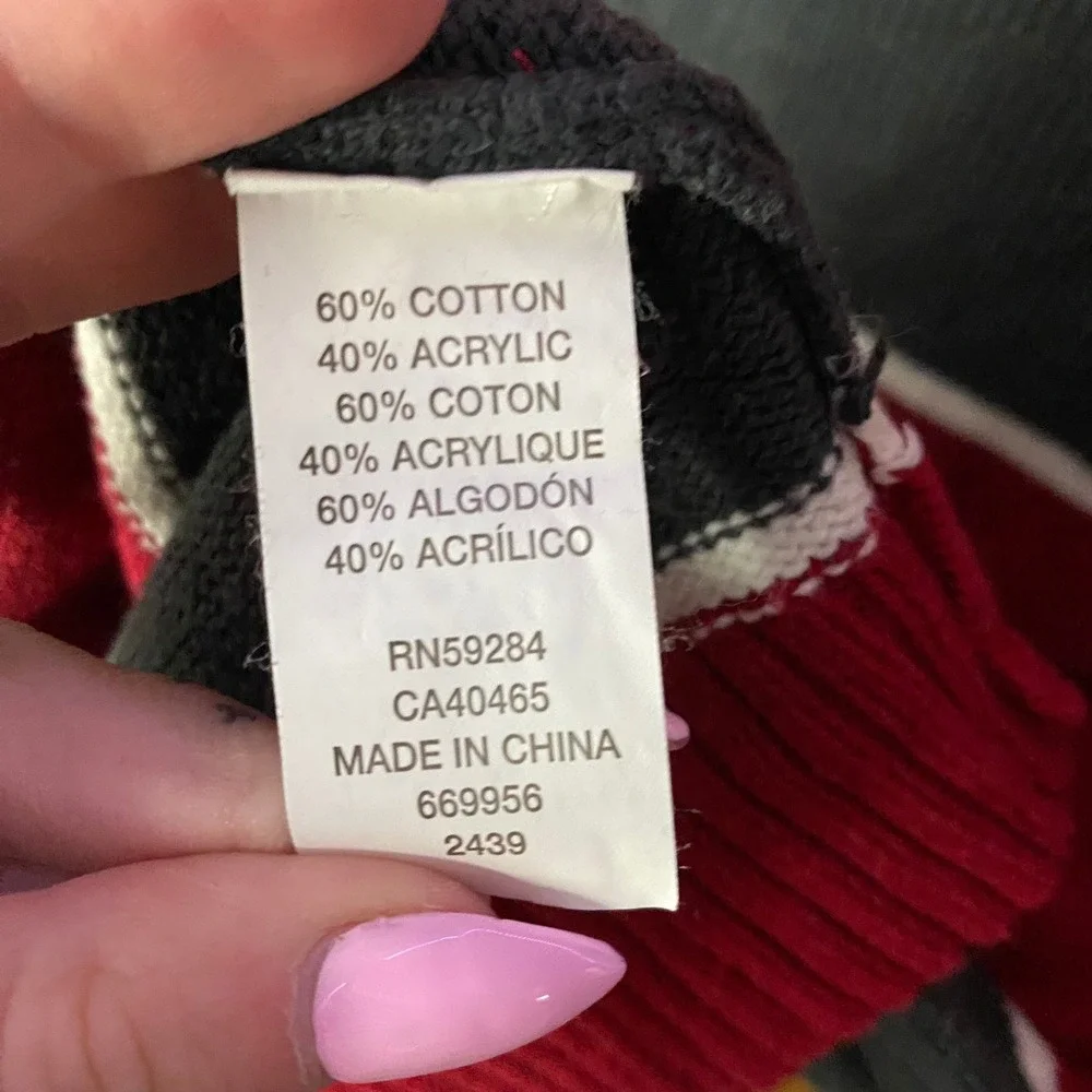 The‎ Children's Place Striped Sweater Kids XL 14 Red Grey Crewneck Knit 2439